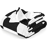 Black White Checkered Throw Blanket, Classic Checkerboard Pattern for Bed Sofa Living Room, Super Soft Cozy Bed Blanket Lightweight Plush Fuzzy Blankets and Throws (60" x 50")