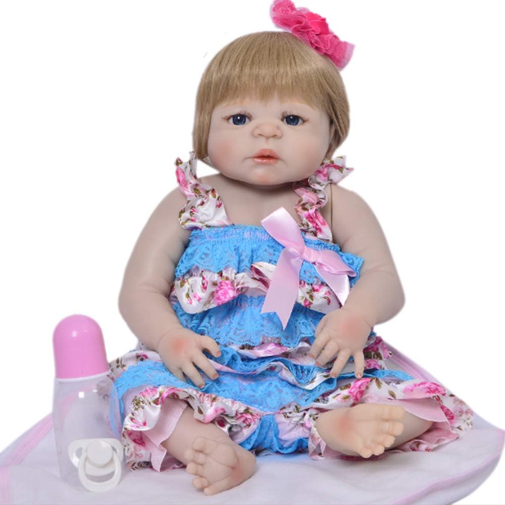Prezzo NACHEN Reborn Bambola 57cm Simulazione Bambino Giallo Capelli Occhi Blu Carino Realistico Regalo Ragazza Silicone Bambole Compleanno Regali Offerte