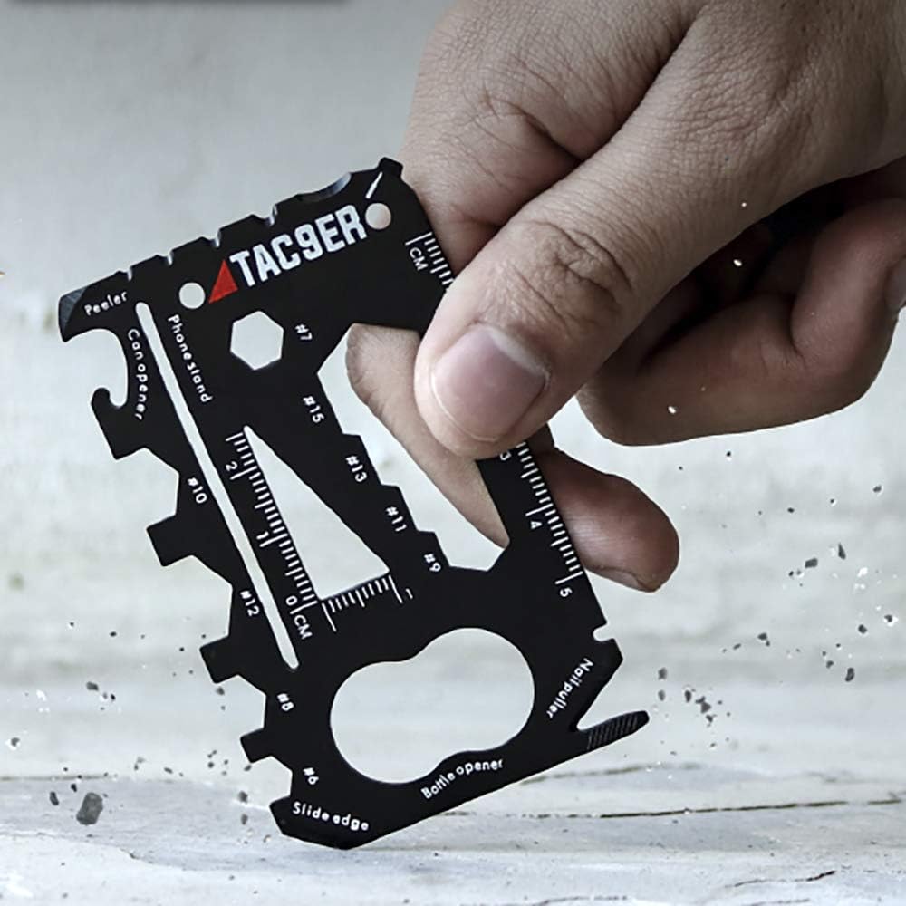 TAC9ER 22-in-1 Wallet Multitool Credit Card Sized Survival Tool Fits in a Pocket EDC Rescue Gear for Quick Fixes - - 