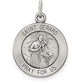 JewelryWeb | Sterling Silver Saint Gerard Medal Pendant | 16MM | Saint Gerard of Majella charm | Religious medal of Saint Gerard