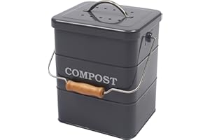 Xbopetda Stainless Steel Compost Bin for Kitchen Countertop,1 Gallon, Includes Charcoal Filter,Compost Bucket Kitchen Pail Compost with Lid -Gray