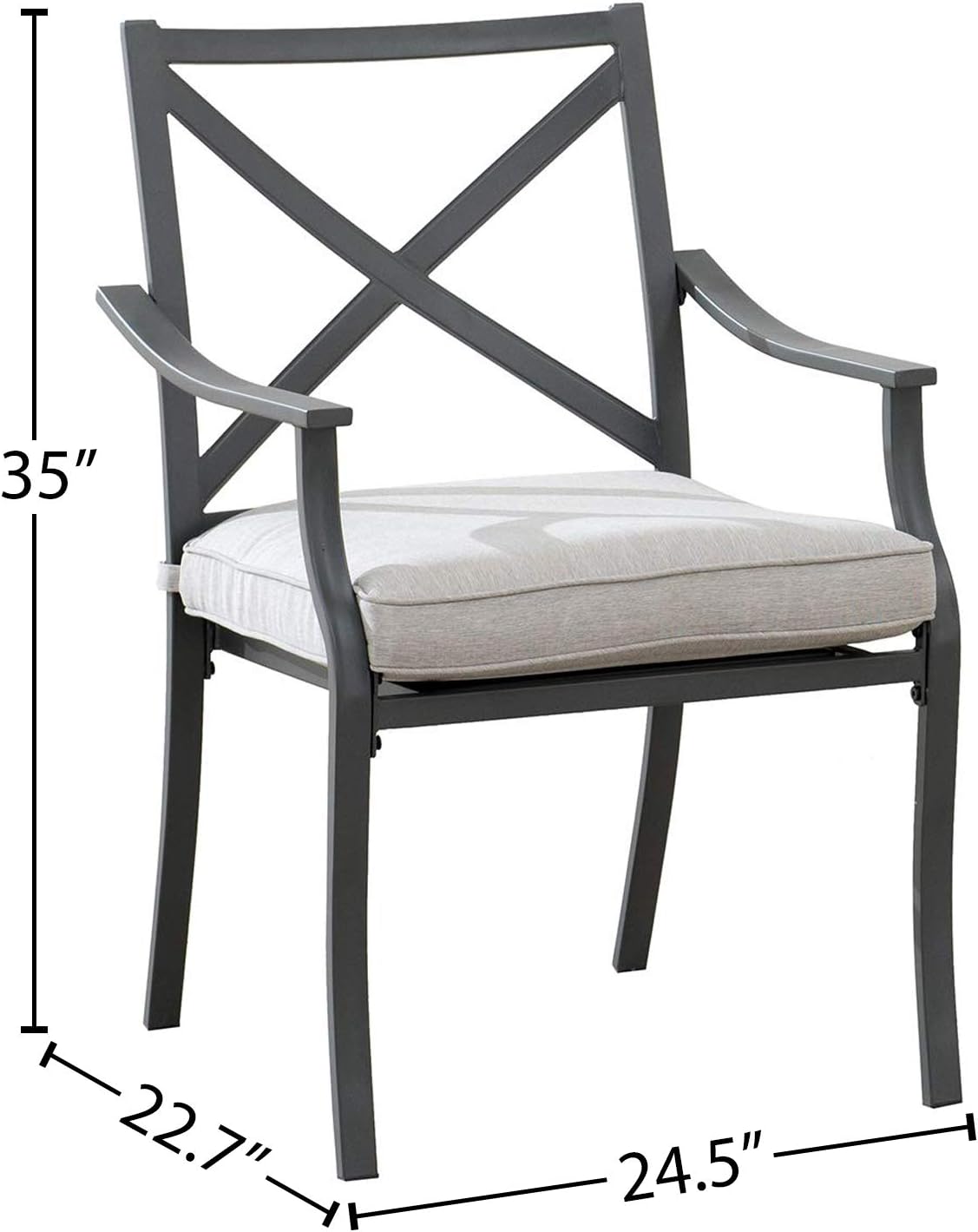  Brand - Ravenna Home Archer Steel-Framed Outdoor Patio Dining Chairs, Set of 2, 35"H, Gray : Garden & Outdoor