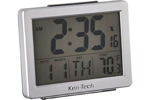 Sonnet Ken-Tech T-4652 Atomic Radio Controlled LCD A larm Clock, 1.5-Inch, Black Blue Light