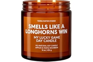 TERRA MATER STUDIO Smells Like A Longhorns Win, Lucky Game Day Candle, 100% Soy Wax & Essential Oils, Football Themed Gift, Longhorns Merch, Texas Gift, 70+ Hours Burn-Time (16 oz)