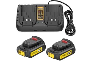 Energup 2Pack Replacement Dewalt 20V Battery and Charger Kit for Dewalt 20V Max XR Battery DCB200 DCB201 DCB204 DCB206 DCB207