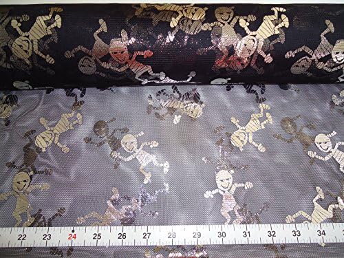 Halloween Decor Mesh Fabric with Metalic Halloween Mummy Design 2 YDS