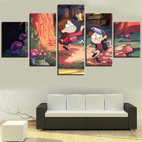 Amazon Mocmm 5ピース重力秋アニメーションキャンバスポスター漫画写真かわいい子供たちの壁紙絵画家の子供部屋の装飾アート 0x100cm ウォールステッカー オンライン通販