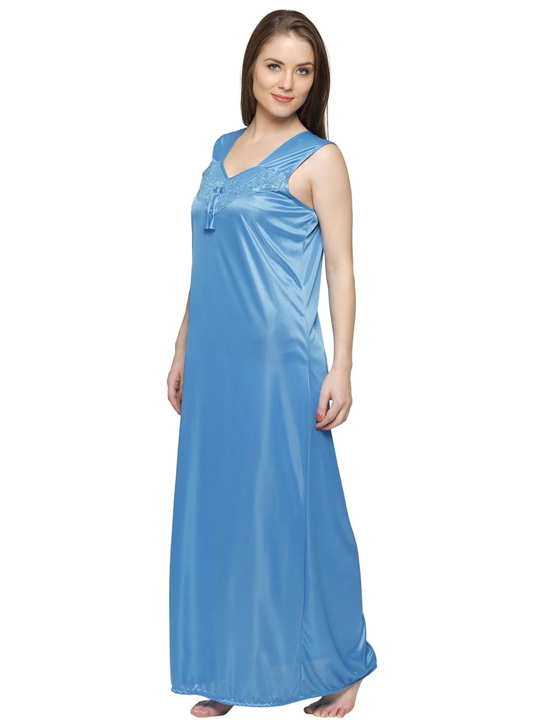 secret wish women's solid satin nighty (magenta, free size)