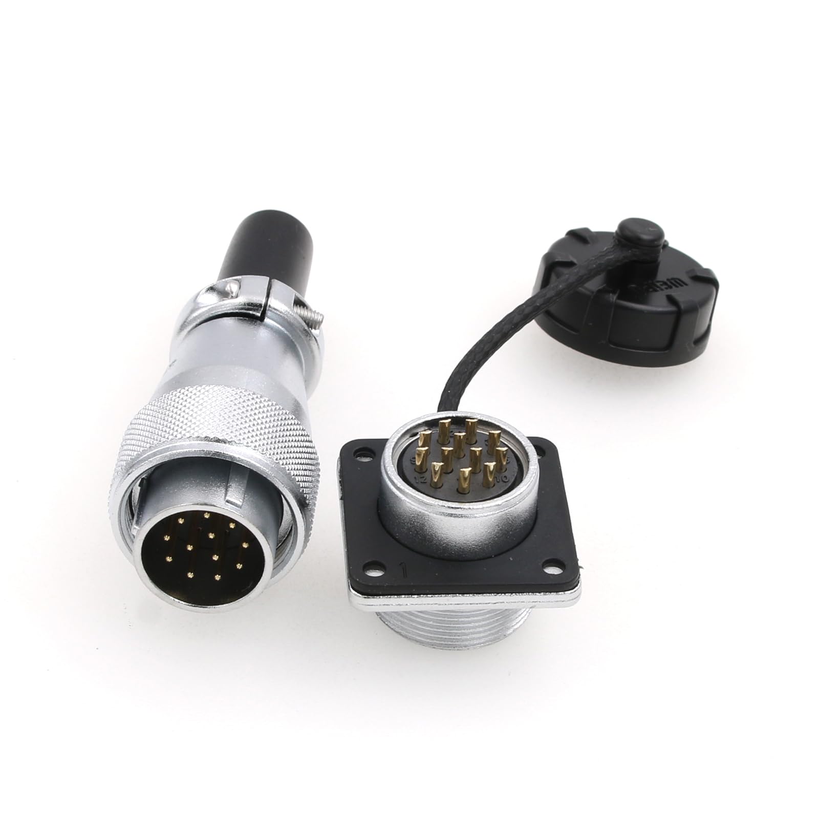 Eonvic WEIPU WS20 12 Pin Aviation Waterproof Connector IP67 Metal Male Plug Female Square Socket Threaded Panel Mount Cable Connector