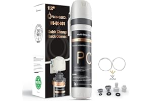 WINGSOL 𝗪𝗜𝗡𝗚𝗦𝗢𝗟 Under Sink Water Filter, Anti-Clogged Water Filter for Sink Faucet Reduces Chlorine, Heavy Metals, Sediment, Bad Taste, NSF/ANSI 42 & 53, 8K, Easy Installation Sink Water Filter