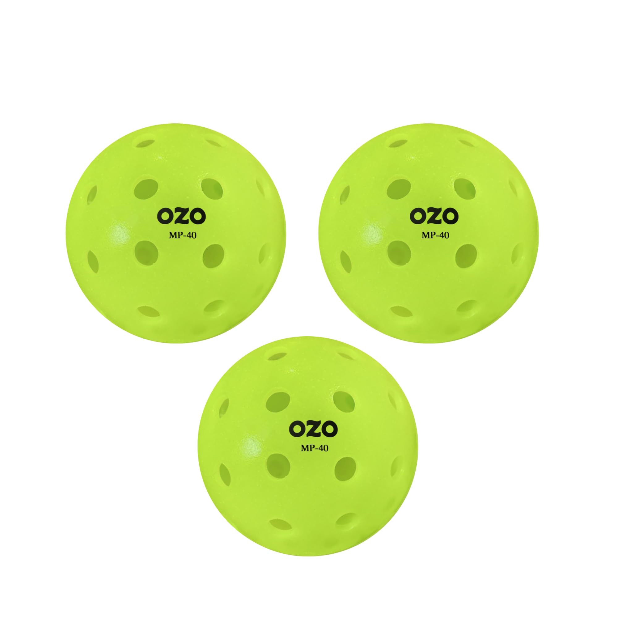 OZO Pickleball - Set of 3 Outdoor Balls, 40 holes, Rotational Mould