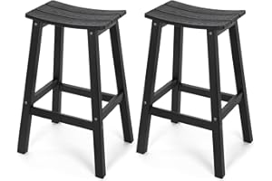 Stoog All-Weather Bar Stools Set of 2, 28" Height Outdoor Bar Stools with 400 lbs Weight Capacity, Low Maintenance, for Patio, Deck, Kitchen Counter, and Garden, Black