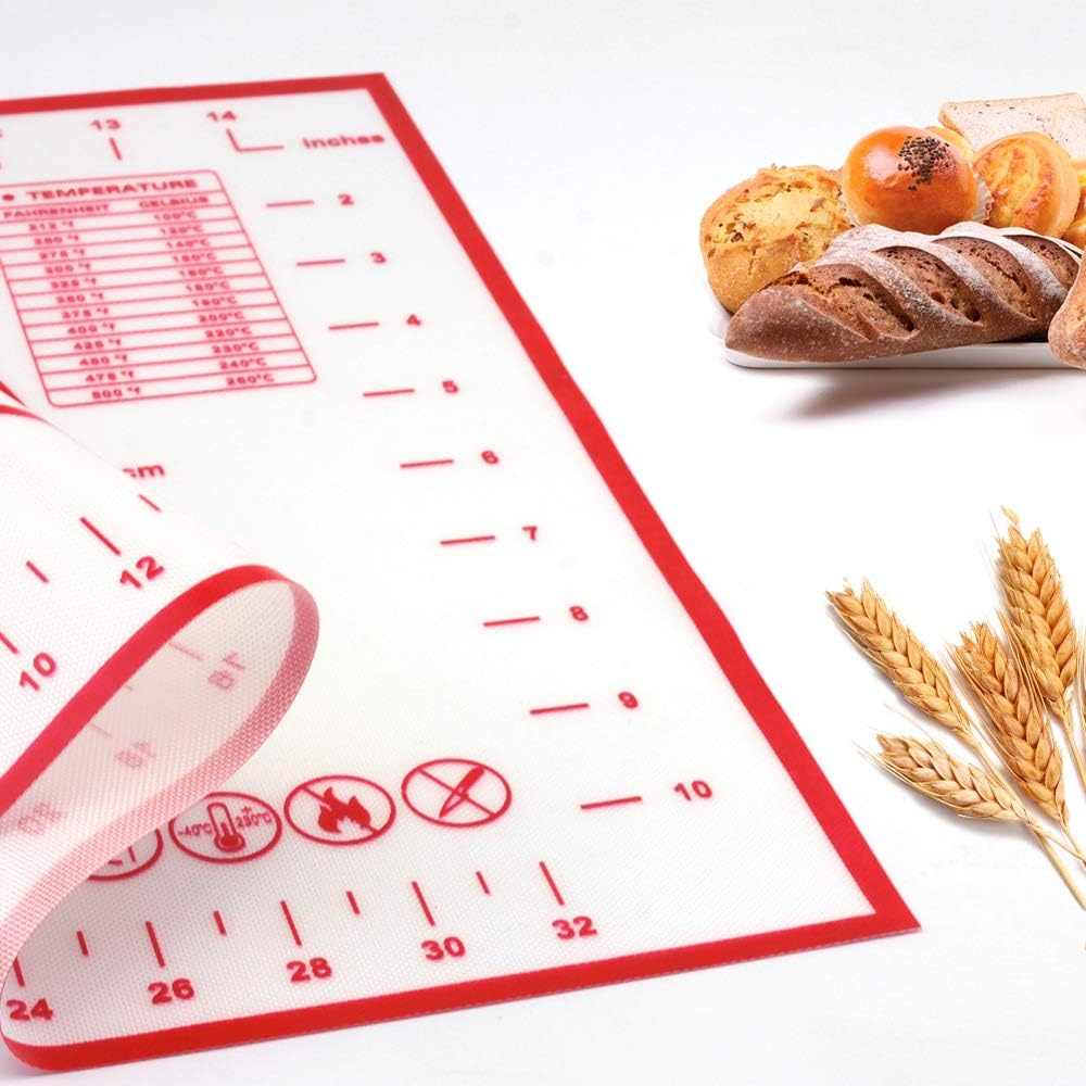 Bagus 3 Pcs Extra Thick Silicone Baking Mat For Pastry Mat Non-Stick Non-Slip Extra Large Bread Kneading Board with Measurements Board Reusable Sheet for Rolling Dough by Bagus