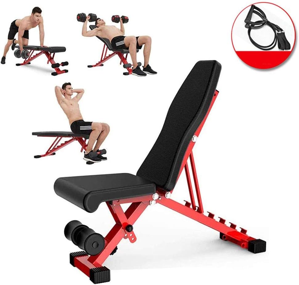 Adjustable Weight Bench Foldable Weight Bench Sit-up Bench Bench Press Dumbbell Bench Multi Function Fitness Bench Exercise Workout Benchdumbbell stool + drawing rope