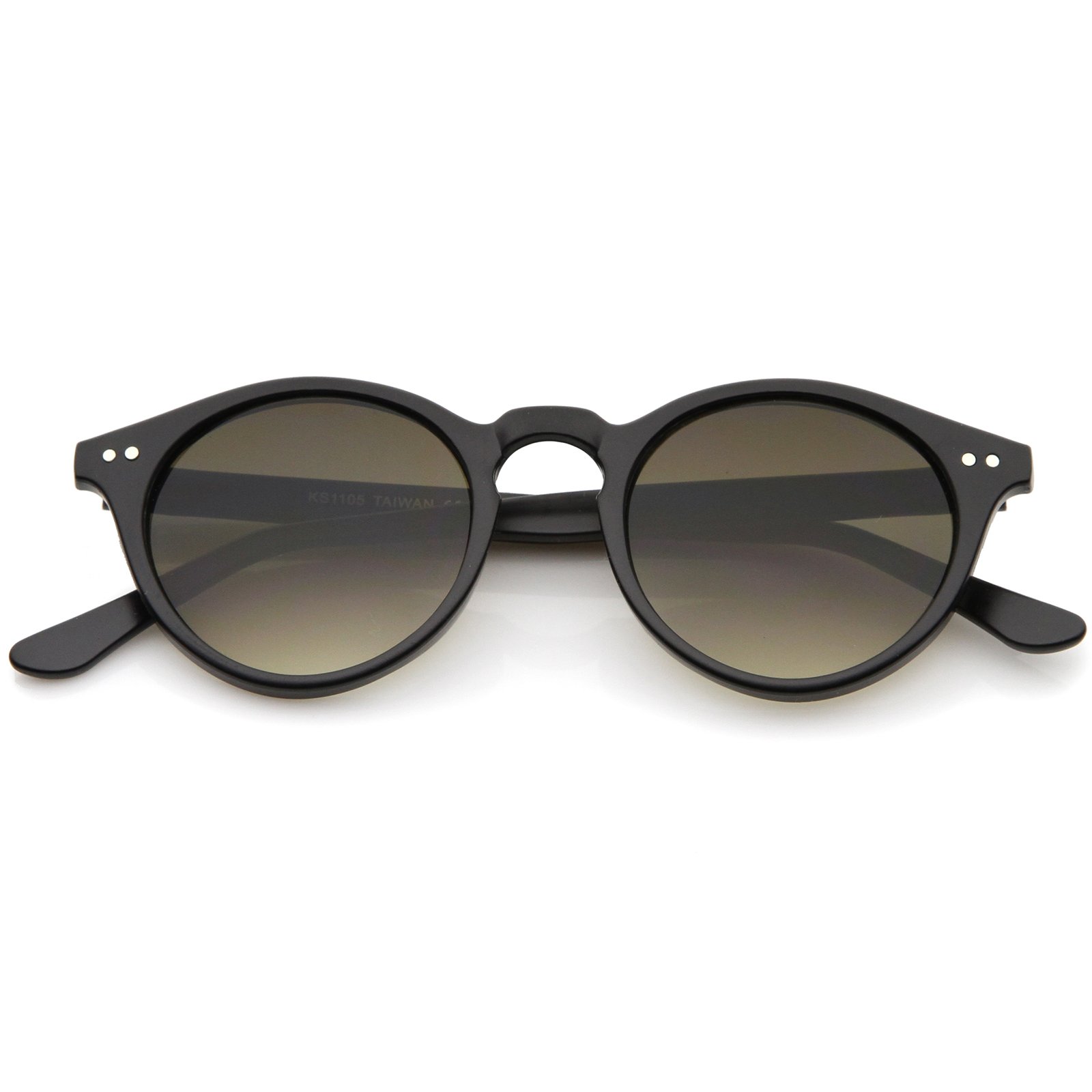 Classic Horn Rimmed Keyhole Nose Bridge P3 Round Sunglasses 46mm