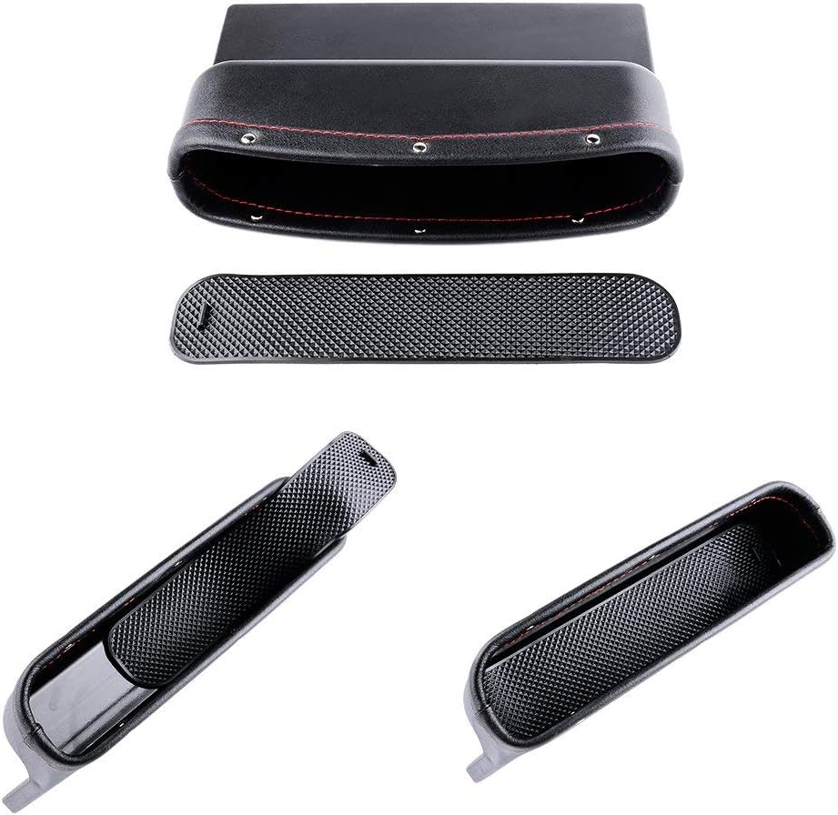 Car Seat Pockets PU Leather Car Console Side Organizer Seat Gap Filler Catch Caddy with Non-Slip Mat 9.2x6.5x2.1 inch Black（2 Pack） Powertiger: Automotive