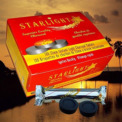 100 Pcs STARLIGHT Hookah Charcoal Quick Lite Shisha coal Incense 10