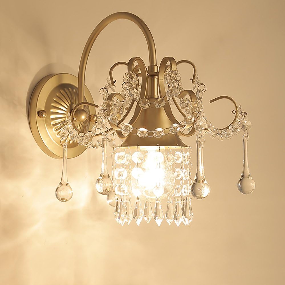 TOYM UK Creative French European-Style Crystal wall lamp Living Room Bedside Mirror Front lamp Modern Corridor Aisle Lights