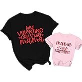 Mommy and Me Valentines Shirt: Womens Valentines Day Shirt Mama Mini Shirts Toddler Baby Girl Tops Family Matching Tees