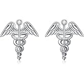 AOBOCO Gifts for Nurse Doctor 925 Sterling Silver Medical Symbol Studs Earrings Graduation Jewelry Gifts for New Nurse Doctor RN Student