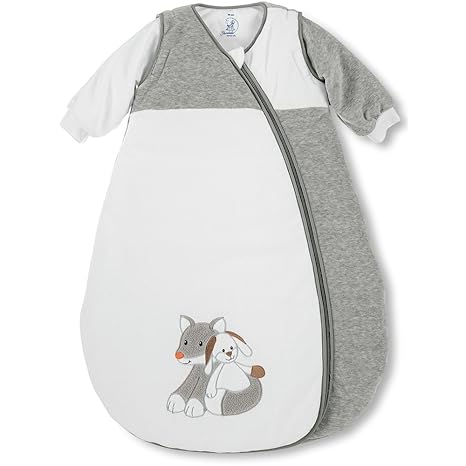 Sterntaler Schlafsack für Kleinkinder, Abnehmbare Ärmel, Wärmeregulierung, Reißverschluss, Größe: 70, Waldis, Weiß/Grau