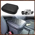 Muslogy for Frontier Center Console Pad Armrest Seat Box Cover Vegan Leather Extra Soft Accessories Armrest Lid Protector Compatible with Nissan Frontier SV Pro 4X 2022-2025 (V1 Black Stiching)