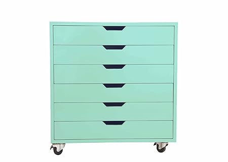 Aprodz Mango Wood Sideboard Storage Dresser Cabinet Bhesar Chest of 6 Drawer On Castors for Living Room | Music Box