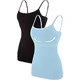 ATTRACO Women's Cotton Camisole Shelf Bra Spaghetti Straps Tank Top