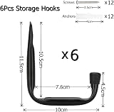 pipabiba Heavy Duty J Hooks 6 Pack Wall Mount Steel Utility Hanger 12x10cm view 2