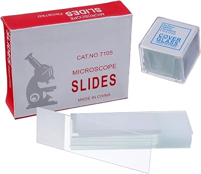 HUAREW 50 Pcs Pre-Cleaned Microscope Slides & 100 Pcs Covers Glasses 4 Droppers