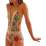 NPRADLA Swimwear for Women,Women High Waist Bikinis One Piece Padded Bra Push Up Printed Bikini Bandage Beach Bathing Monokini Swimsuit Swimwear