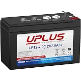 UPLUS 12V 7Ah 20hr Battery SLA AGM Security Alarm Battery Rechargeable | DJW12-7 Home Fire Replacement Battery 6fm7 djw12-7, ml7-12, EXP-1270 Maintenance Free, Size 5.94x2.56x3.9in
