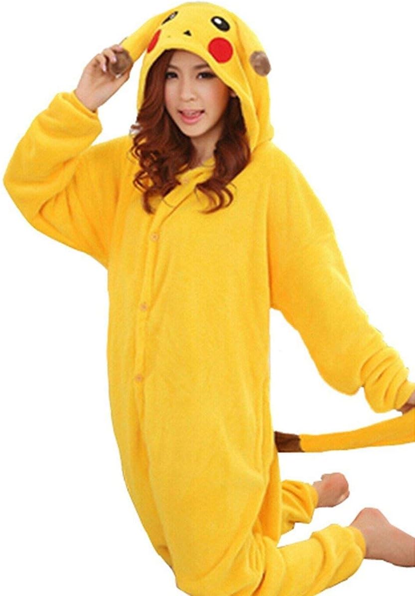 WOWcucos Unisex Adult Pikachu Onesies Animal Cosplay Costume Halloween Xmas Pajamas
