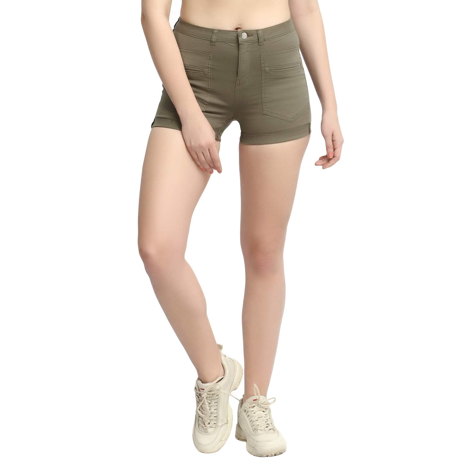 Buy OVERS Solid Women's Denim Black Denim Shorts at Amazon.in