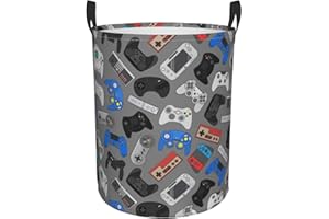 Gbuzozie Video Game Controller Grey Background Laundry Hamper Storage Basket Toys Clothes Organizer Bin For Home Bathroom Bedroom Dorm Nursery, 62l
