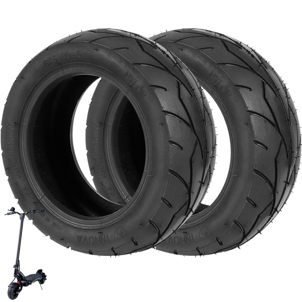 VOLOHAS Innova 8 x 3.00-5 Thickened Vacuum Tyre 8 Inch Electric Scooter Tubeless Tyres for Kaabo Mantis 8 Tubeless Shocking Tyres 8 x 3.00-5 Explosion-Proof Puncture-proof (Pack of 2)