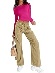 Dwnval Womens Fall Casual Basic T Shirts Slim Fit