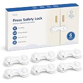 Child Safety Cabinet Locks for Babies, Baby Proof Cabinet Locks for Cabinets &amp; Drawers, One-Hand Release Design, No Drill Adhesive Child Locks for Kitchen, Bathroom &amp; Storage Cabinets, 6 Pack