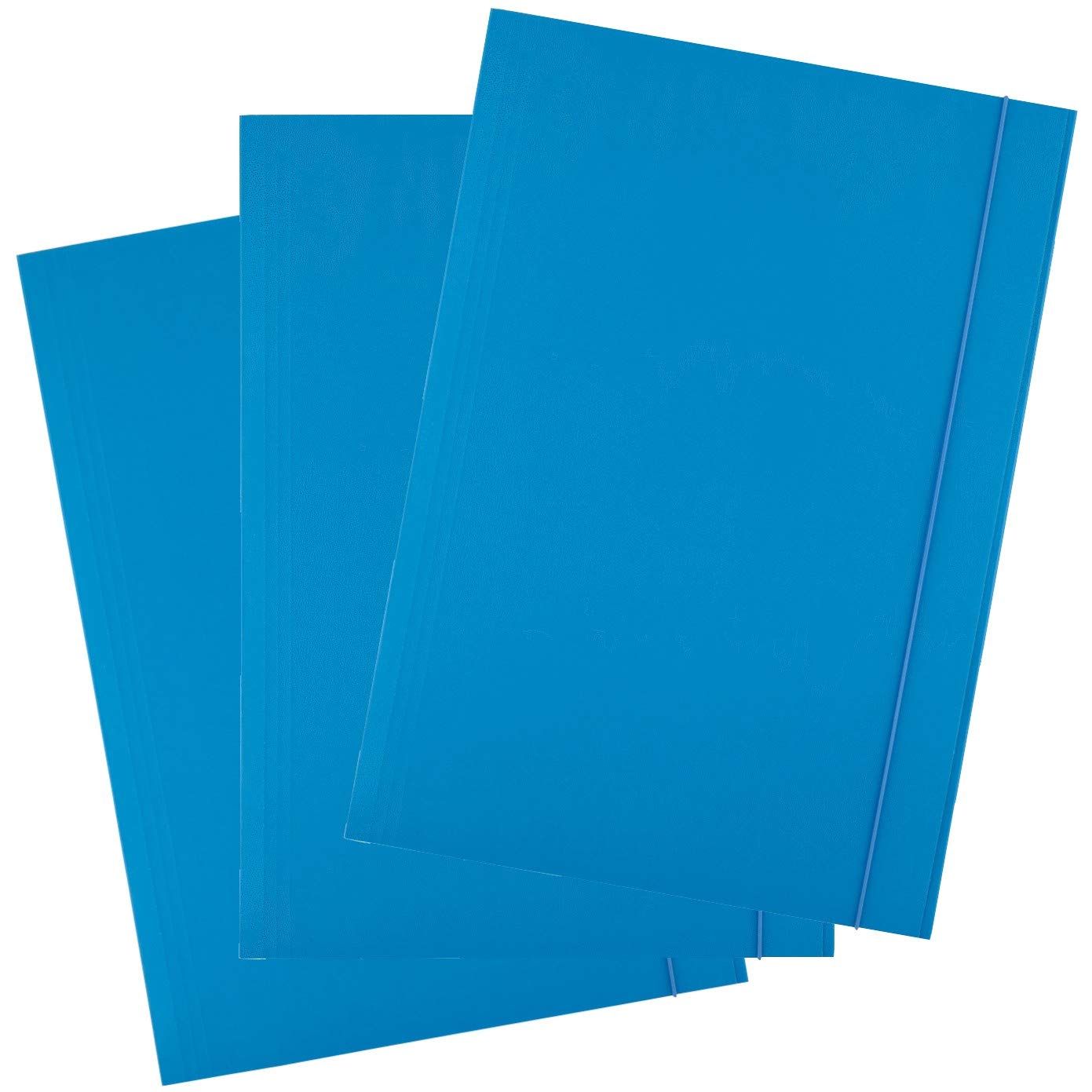 D.RECT | Folders for Paperwork | Cardboard Files | Folders with Elastic Band | Document Organiser | Folder for School - Office - Home | Pack of 25 Pieces | 3 Flaps | Size: A4 | Colour: Blue