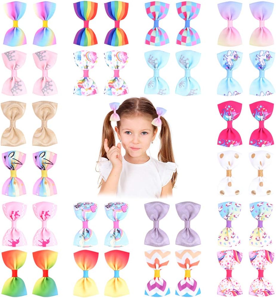 YHXX YLEN 20Pcs Small Baby Hair Bows Ribbon Clips for Girls Toddlers Kids (20Pairs 999)