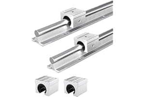 CREABYGIRLS Linear Shaft Parts Kits 2Pcs SBR12-300MM Rail Guide Shaft + 4Pcs SBR12UU Blocks Steel Linear Motion Ball Bearing Slide Bushing for 3D Printer and CNC Machine