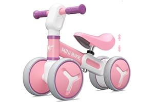 YGJT Baby Balance Bike for 1 Year Old Boys Girls, 12-36 Months Riding Toys Toddler Bike with Adjustable Seat, No Pedal Infant 4 Wheels Bicycle, Baby's First Bike First Birthday Gift Christmas
