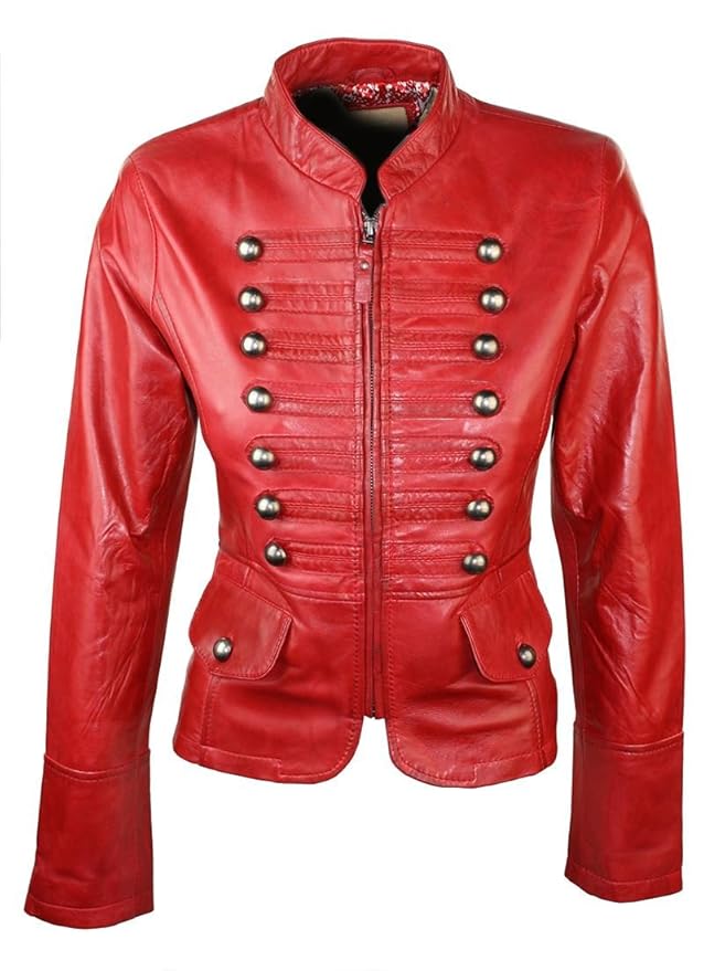 Ladies 100 Real Leather Jacket Military Fitted Bikers Style Vintage