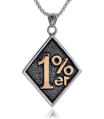 pickyegg.com Mens Stainless Steel 1% er One Percent Pendant Outlaw