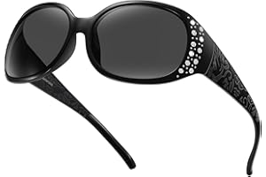 HAOLOTA Polarized Sunglasses for Women, Rhinestone Wrap Around Sunglasses with UV400 Protection