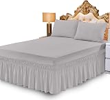 PHP Plain Dyed Deep Fitted Valance Sheet Poly Cotton Single Silver Grey 90x190