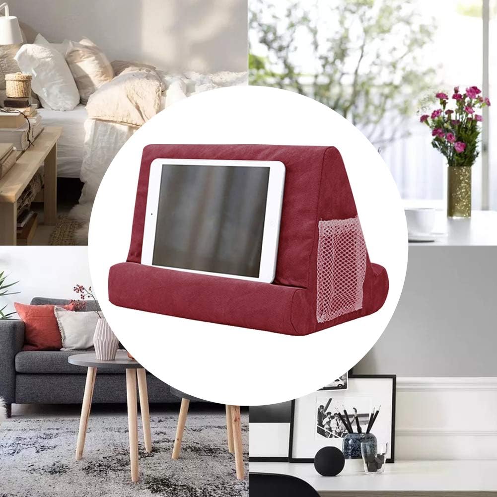 Tablet Pillow Holder Stand，Multi-Angle Soft Pillow for iPads, Bed Stand Foam Book Rest Reading Stand Pillow Pad 360 for Lap Bed Kids (Wine): Home Audio & Theater