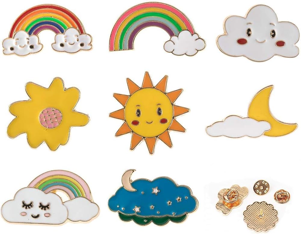 Dulau 8Pcs Cute Enamel Pins Set, Cartoon Brooch Pin Badges, Lightweight DIY Crafts Decoration for Clothing Backpack, Hat