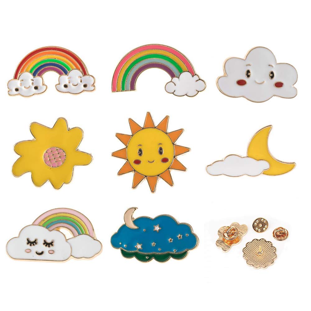 Dulau 8Pcs Cute Enamel Pins Set, Cartoon Brooch Pin Badges, Lightweight DIY Crafts Decoration for Clothing, Backpack, Hat