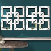 QMDECOR 2 Pack Silver Mirrored Square Wall-Mounted Mirrors Modern Glam Accent Decor for Home